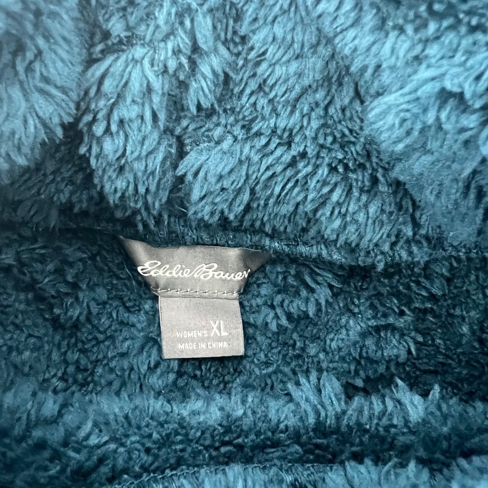 Eddie Bauer Quest Plush Textured Fleece Mock Neck Pullover Women XL Teal NWT - Picture 4 of 10